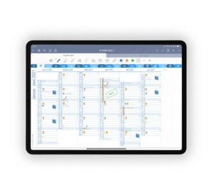 Galleriebild für Shop Nikolaus-Edition Planer 2021 Kalender Journal Blau 7 Spalten schmal für iPad 11.0 Halbjahresübersicht 2021 mit EmoLog, Notizen und Journaling