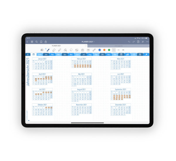 Galleriebild für Shop Nikolaus-Edition Planer 2021 Kalender Journal Blau 7 Spalten schmal für iPad 11.0 Jahresübersicht 2021 kleine
