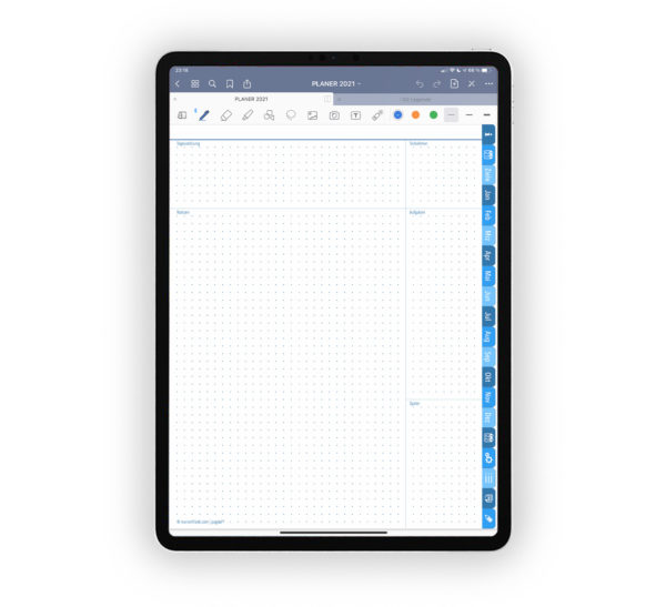 Galleriebild für Shop Nikolaus-Edition Planer 2021 Kalender Journal Blau 7 Spalten schmal für iPad 11.0 Vorlagen Besprechungsnotiz hochformat