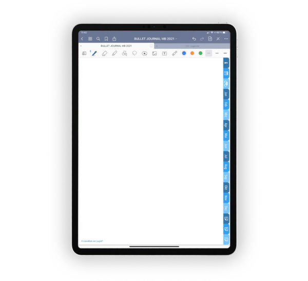 Produktgalleriebild für Shop Bullet Journal mit Register blau für iPad 11.0 Blanko