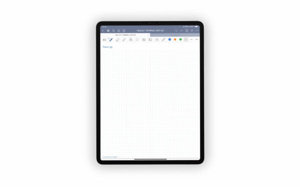 Bild (jpg) zeigt eine Seite des Future Logs des blauen Bullet Journals