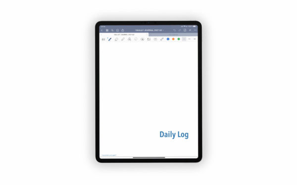 Bild (jpg) zeigt das Deckblatt des Daily Logs des blauen Bullet Journals