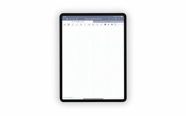 Bild (jpg) zeigt eine Vorlage mit Überschriftsbereich und Punkten des blauen Bullet Journals