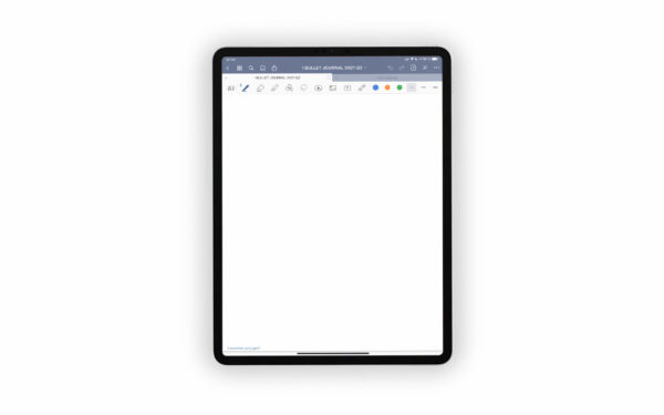 Bild (jpg) zeigt eine weiße Vorlage des blauen Bullet Journals