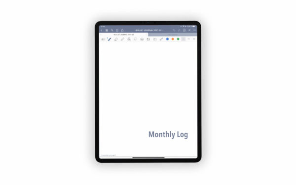 Bild (jpg) zeigt das Deckblatt des Monthly Logs des grauen Bullet Journals