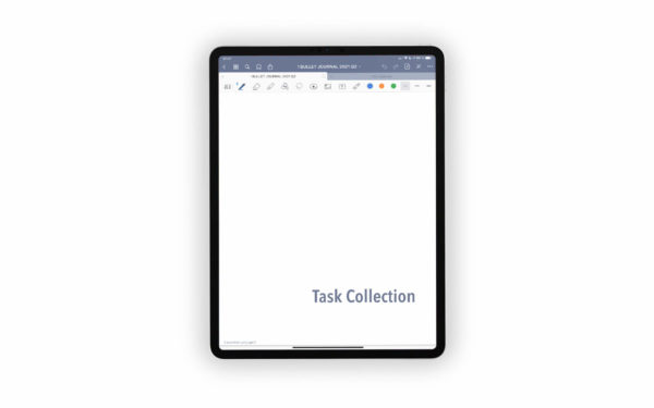 Bild (jpg) zeigt das Deckblatt der Task Collection des grauen Bullet Journals