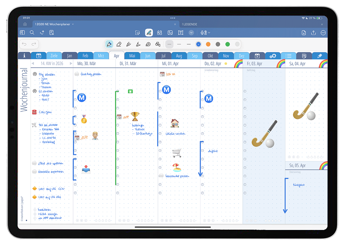 Bild (png) zeigt ein Wochenjournal der blauen Nikolaus-Edition 2026