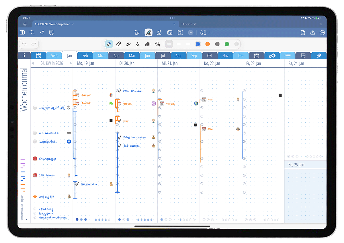 Bild (png) zeigt ein Wochenjournal der blauen Nikolaus-Edition 2026