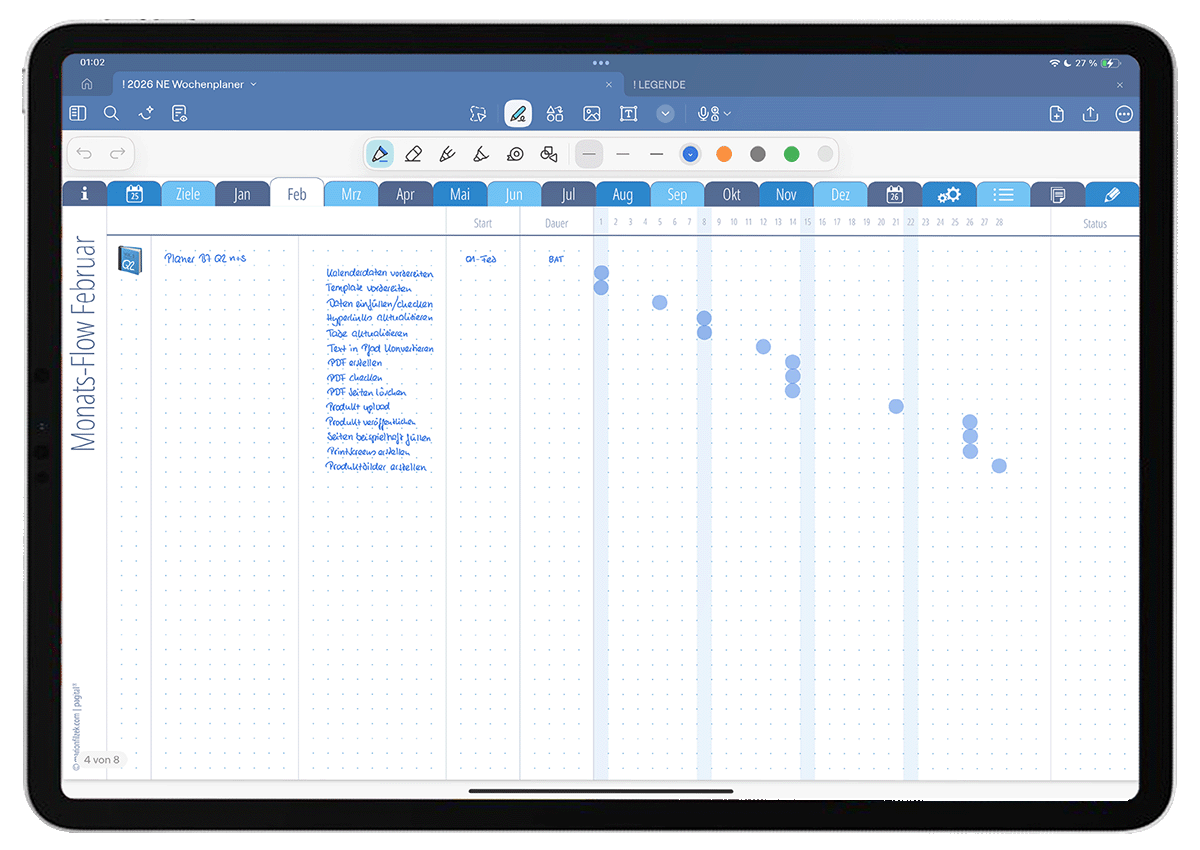Bild (png) zeigt ein Monats-Flow-Chart der blauen Nikolaus-Edition 2026