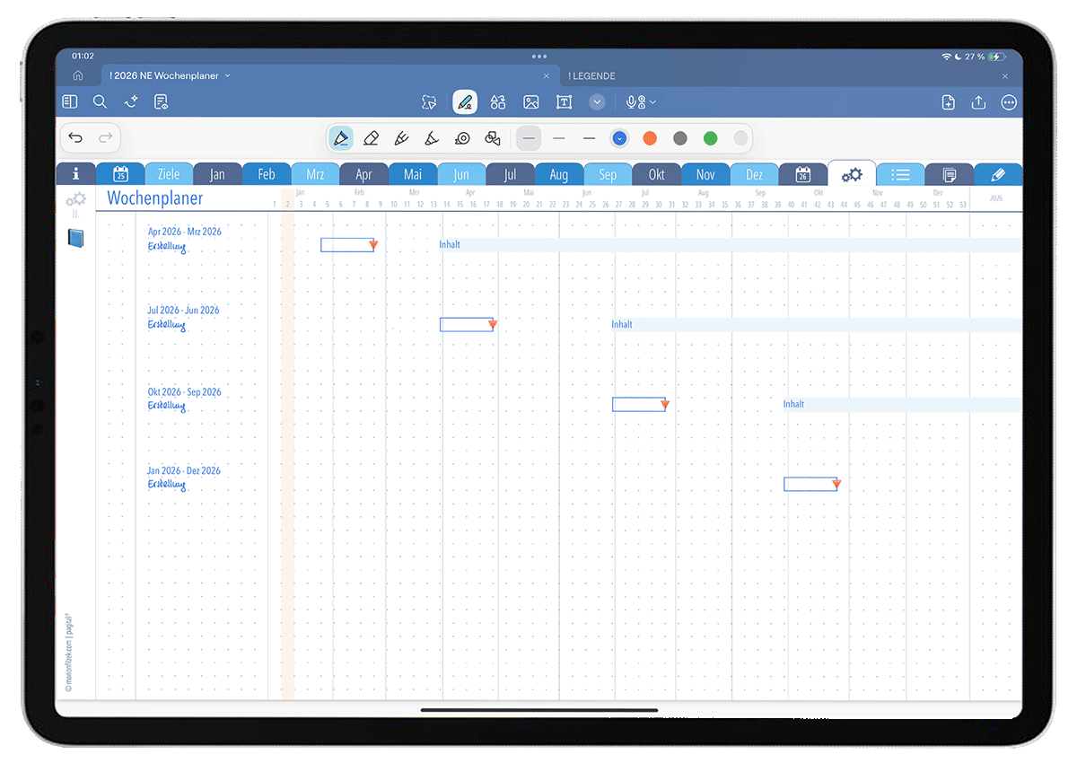 Bild (png) zeigt ein Projekt-Jahres-Flow-Chart der blauen Nikolaus-Edition 2026